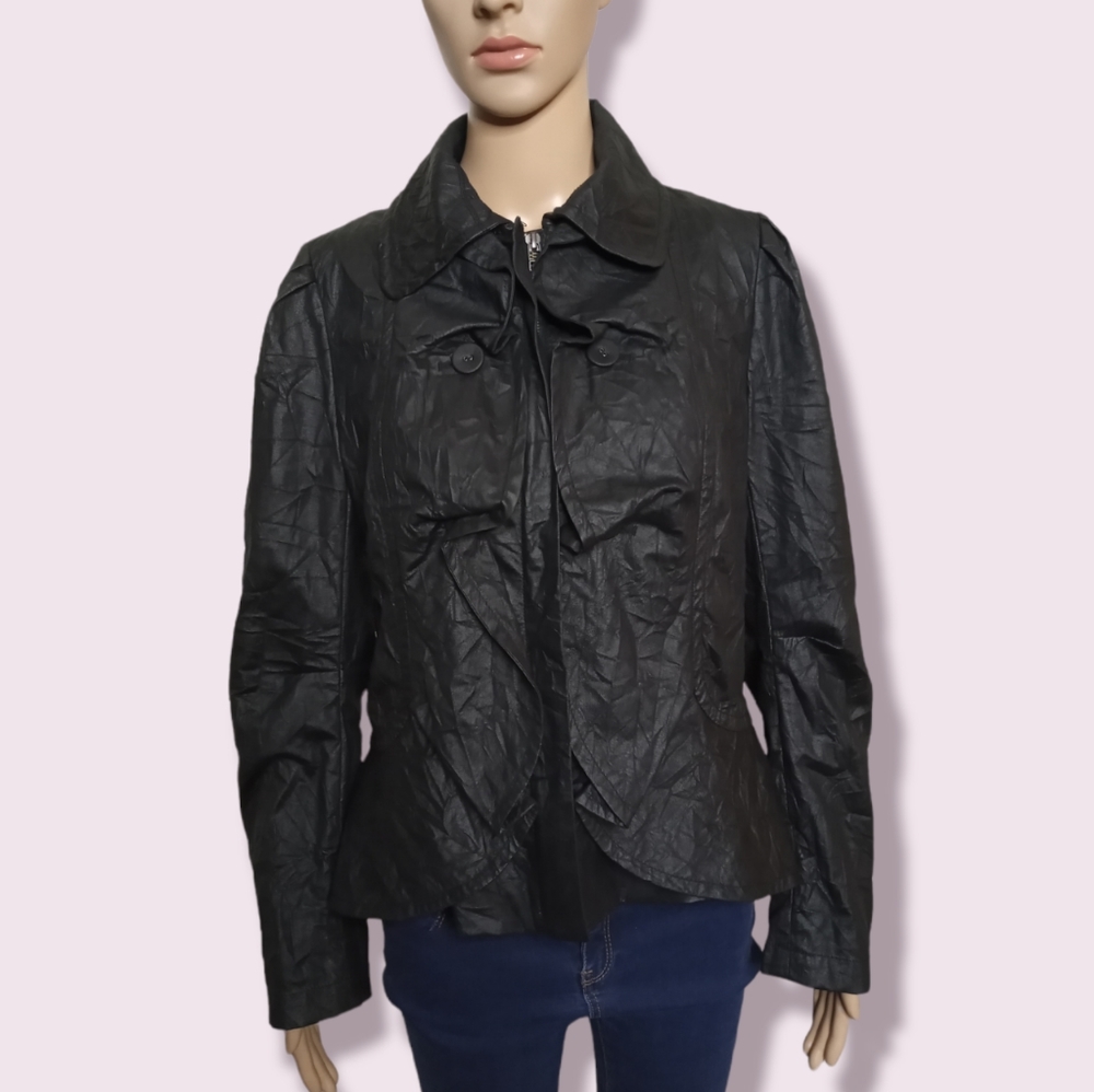 Black Faux Leather Bianca Nygard Jacket Sz8